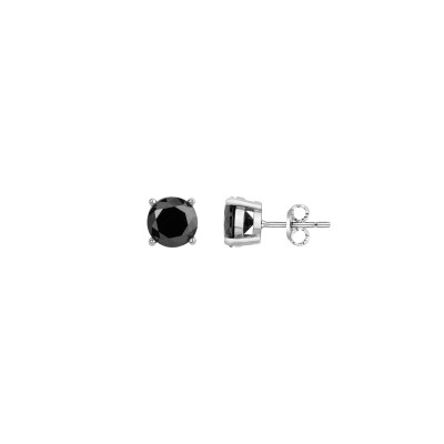 Boucles d'oreilles en acier et oxyde de zirconium noir 6mm