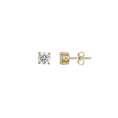 Boucles d'oreilles en acier doré et oxydes de zirconium