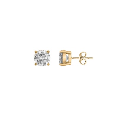 Boucles d'oreilles en acier doré et oxydes de zirconium