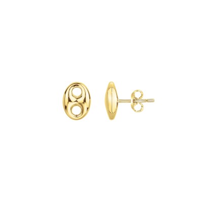Boucles d'oreilles en acier doré, motif grain de café