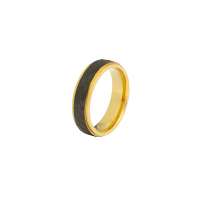 Bague en titane finition noire et doré