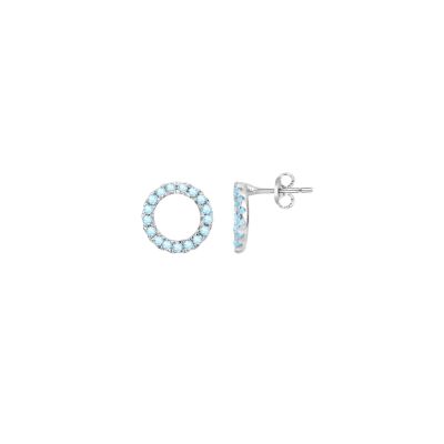 Boucles d'oreilles en argent et oxyde coloré bleu clair