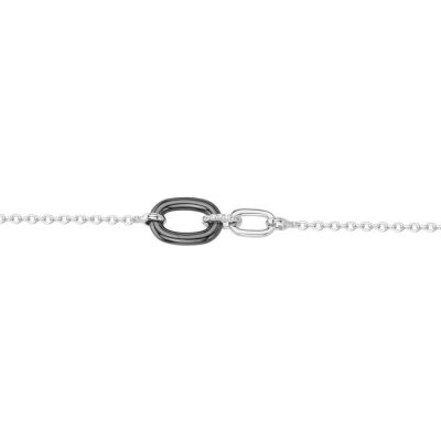 Bracelet en argent, céramique noire et oxydes de zirconium