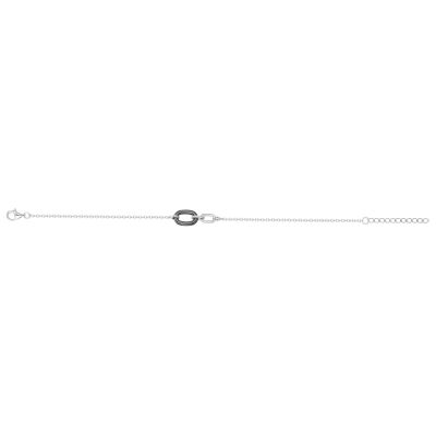 Bracelet en argent, céramique noire et oxydes de zirconium