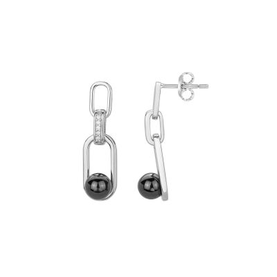 Boucles d'oreilles en céramique, argent et oxyde de zirconium