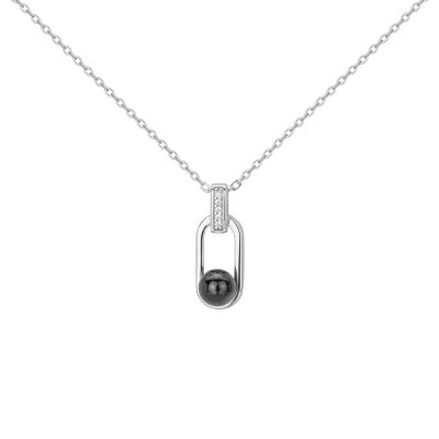 Collier en argent, céramique noire et oxyde de zirconium