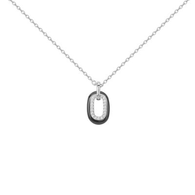 Collier en argent, céramique noire et oxyde de zirconium