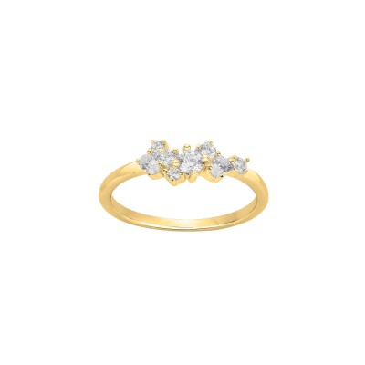 Bague en plaqué or et oxydes de zirconium