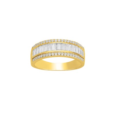 Bague en plaqué or et oxydes de zirconium