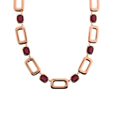 Collier Bronzallure en métal doré rose à l'or fin 18 carats et pierres de couleurs