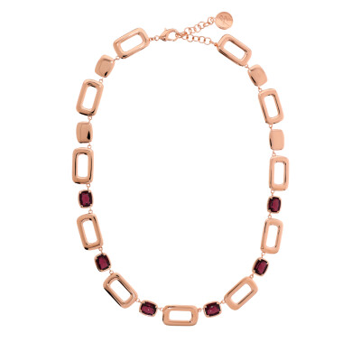 Collier Bronzallure en métal doré rose à l'or fin 18 carats et pierres de couleurs