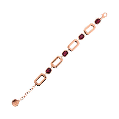 Bracelet Bronzallure en métal doré rose à l'or fin 18 carats et pierres de couleurs