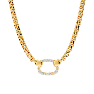 Collier Bronzallure en métal doré à l'or fin 18 carats et oxydes de zirconium