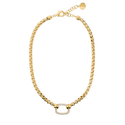 Collier Bronzallure en métal doré à l'or fin 18 carats et oxydes de zirconium