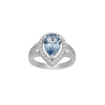 Bague Griffe Rouge en argent et oxyde de zirconium