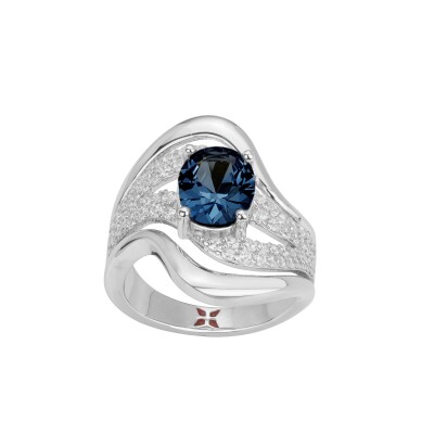 Bague Griffe Rouge en argent et oxyde de zirconium