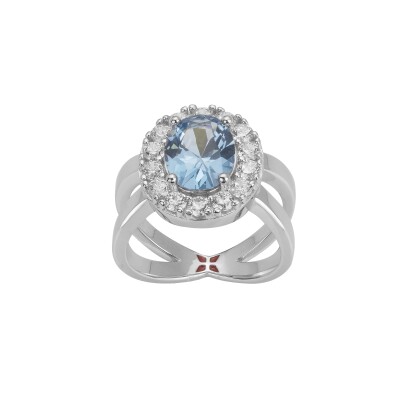 Bague Griffe Rouge en argent et oxyde de zirconium