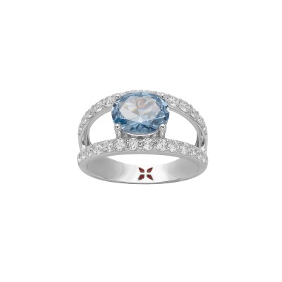 Bague Griffe Rouge en argent et oxyde de zirconium