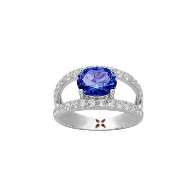 Bague Griffe Rouge en argent et oxyde de zirconium