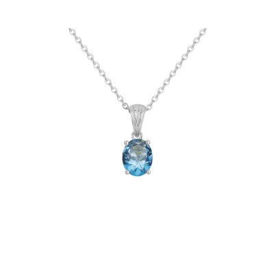 Collier Griffe Rouge en argent, oxydes de couleur bleu ciel et oxyde de zirconium