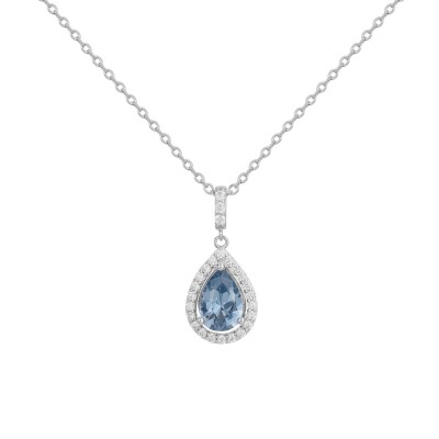 Collier Griffe Rouge en argent, oxydes de couleur bleu ciel et oxyde de zirconium