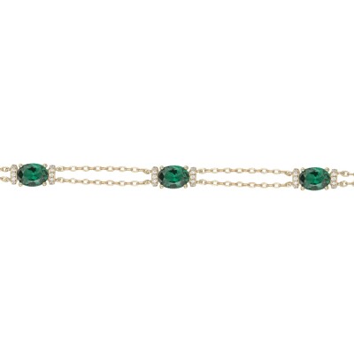 Bracelet Griffe Rouge en plaqué or, oxydes de couleur vert et oxydes de zirconium