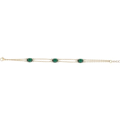 Bracelet Griffe Rouge en plaqué or, oxydes de couleur vert et oxydes de zirconium