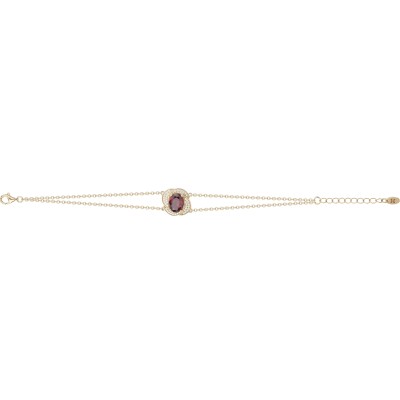 Bracelet Griffe Rouge en plaqué or, oxydes de couleur rouge et oxydes de zirconium