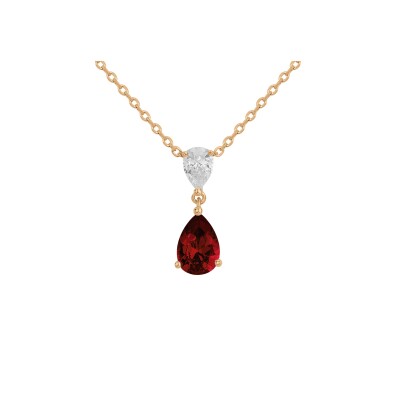 Collier Griffe Rouge en plaqué or, oxydes de couleur rouge et oxydes de zirconium