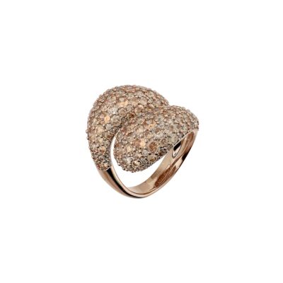 Bague Bronzallure en métal doré rose à l'or fin 18 carats et zircon