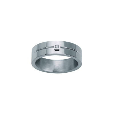 Bague en acier et diamant
