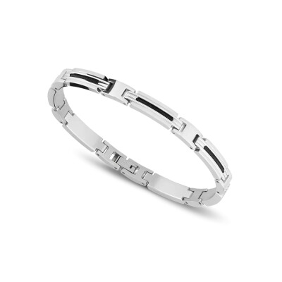 Bracelet en acier et insert câble noir