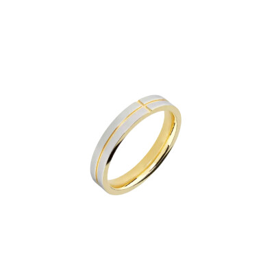 Bague en acier bicolore PVD jaune