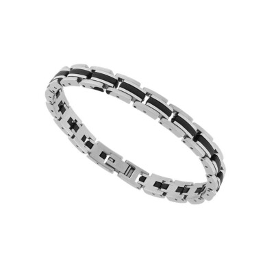 Bracelet en acier et insert résine noire