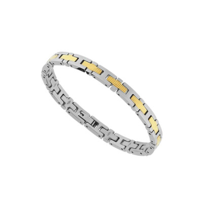 Bracelet en acier et insert pvd jaune