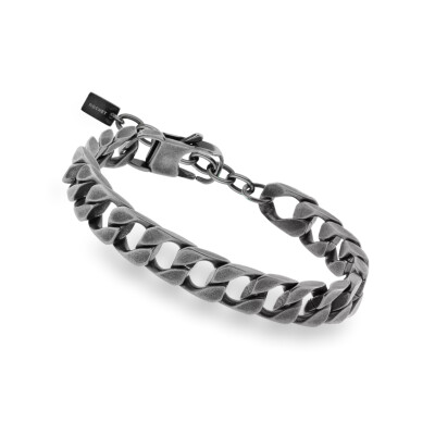 Bracelet en acier noir effet vieilli maille gourmette carrée