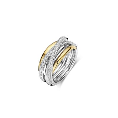 Bague Ti Sento en argent doré et oxydes de zirconium