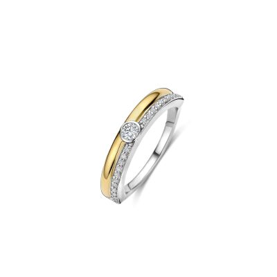 Bague Ti Sento en argent doré et oxydes de zirconium