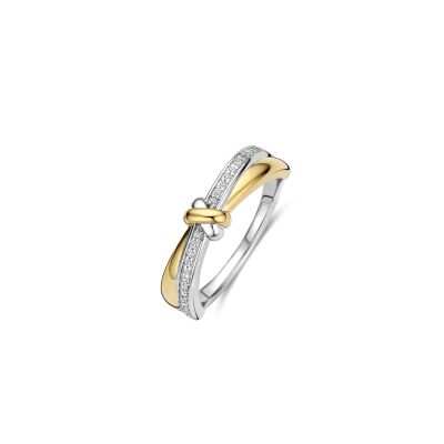 Bague Ti Sento en argent doré et oxydes de zirconium