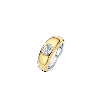 Bague Ti Sento en argent doré et oxydes de zirconium