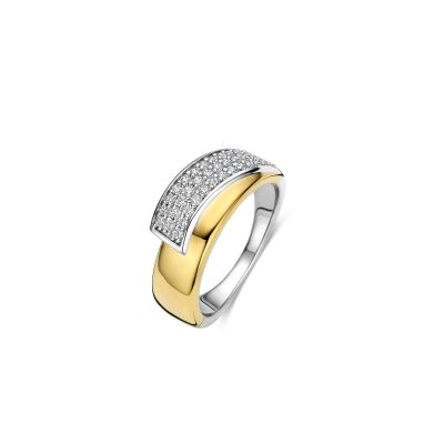 Bague Ti Sento en argent doré et oxydes de zirconium