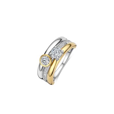 Bague Ti Sento en argent doré et oxydes de zirconium