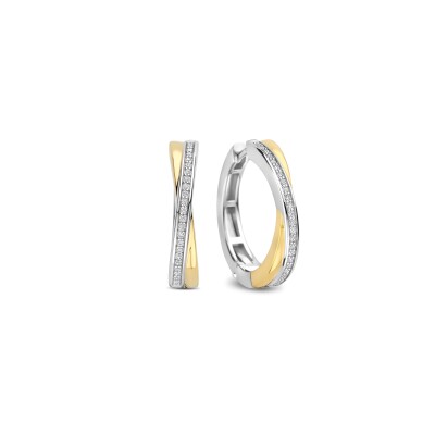 Boucles d'oreilles créoles Ti Sento en argent doré et oxydes de zirconium