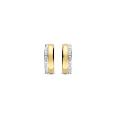 Boucles d'oreilles créoles Ti Sento en argent doré et oxydes de zirconium