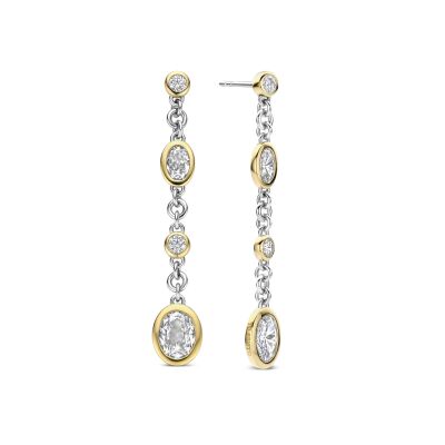 Boucles d'oreilles pendantes Ti Sento en argent doré et oxydes de zirconium