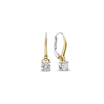 Boucles d'oreilles pendantes Ti Sento en argent doré et oxydes de zirconium