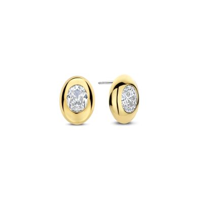 Puces d'oreilles Ti Sento en argent doré et oxydes de zirconium