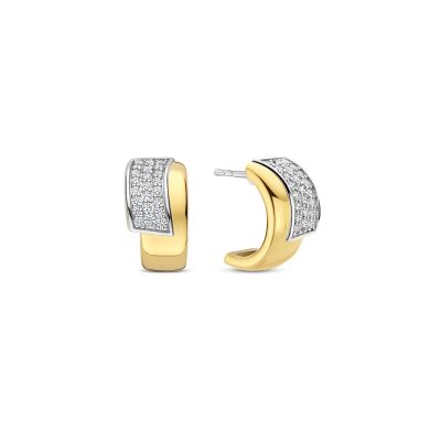 Puces d'oreilles Ti Sento en argent doré et oxydes de zirconium