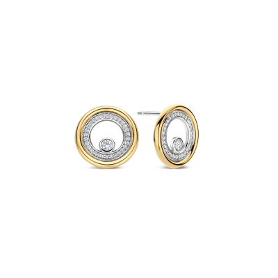 Puces d'oreilles Ti Sento en argent doré et oxydes de zirconium