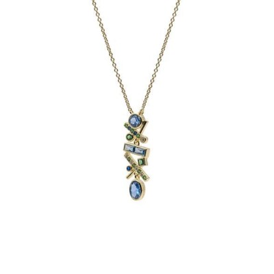 Collier en argent doré et oxydes colorés